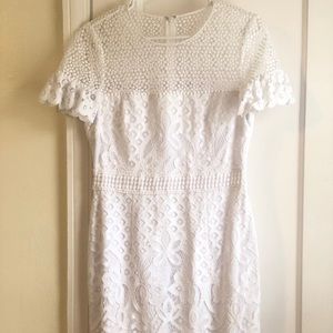 Club Monaco white lace ruffle sleeve dress